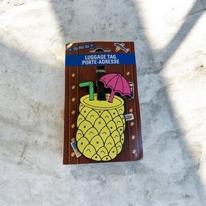 Pineapple Drink Luggage Tag with Pink Umbrella